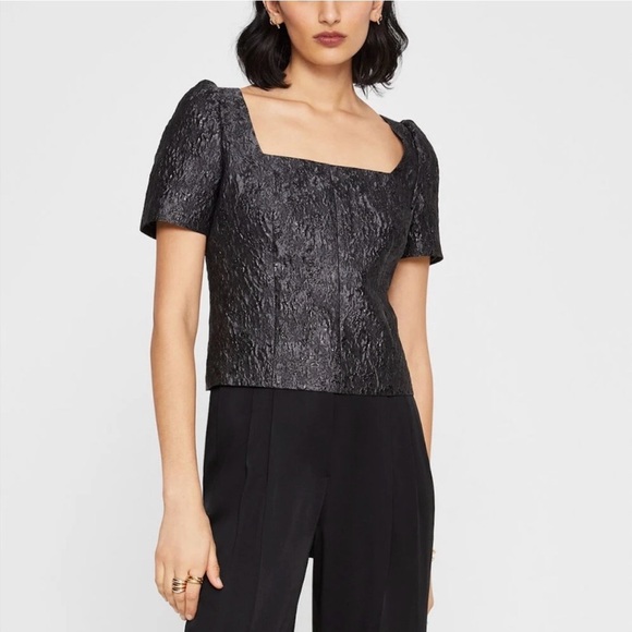 Club Monaco Tops - CLUB MONACO Women Brocade Puff Sleeve Square Neckline Blouse Top